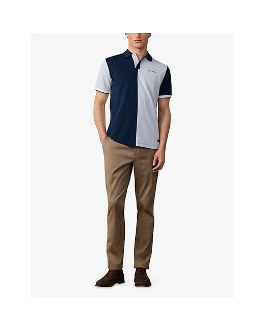 Hackett Blue Heritage Number-Embroidered Short-Sleeve Cotton Polo for men