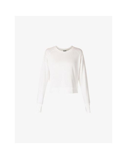 Sweaty Betty White After Class Cropped Stretch-Woven Jumper
