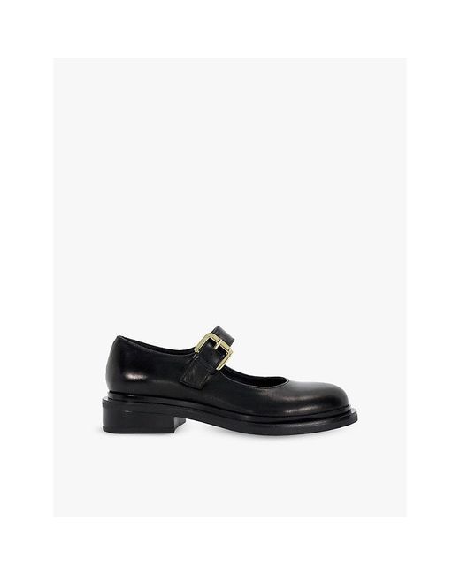 Dune Black Huckle Mary-Jane Heeled Leather Pumps