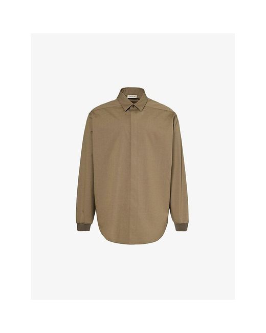 Fear Of God Natural Brand-patch Relaxed-fit Cotton-blend Shirt for men
