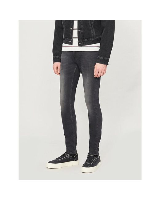 7 For All Mankind Black Ronnie Tapered Luxe Performance Plus Skinny Jeans for men