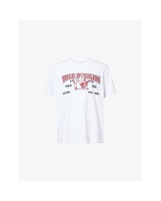 True Religion White Graphic-Print Short-Sleeves Cotton T-Shirt for men