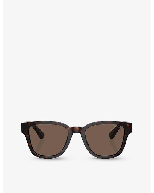 Prada Brown Pr A04s Pillow-frame Acetate Sunglasses