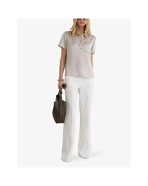 Reiss White Polly Patch-Pocket Stretch-Woven Shirt