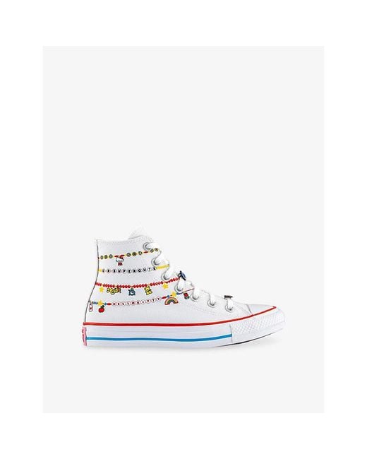 Converse White X Hello Kitty All Star Hi Canvas Trainers
