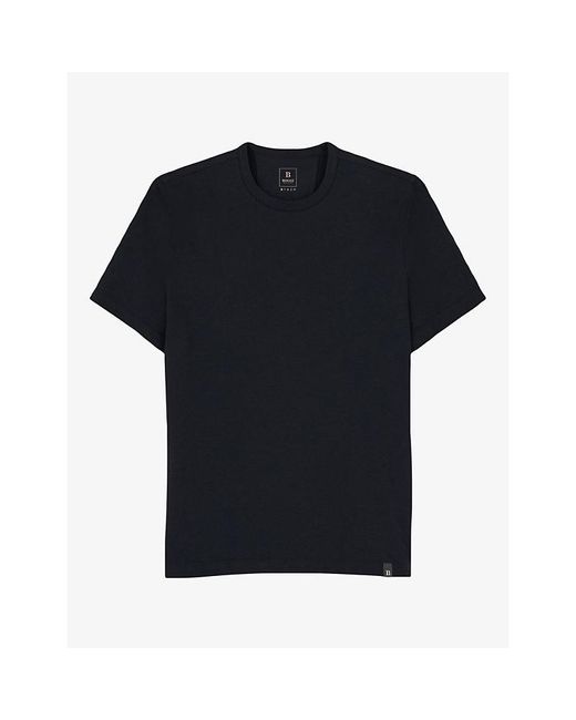 Boggi Black Crewneck Short-Sleeve Stretch Cotton-Blend T-Shirt for men