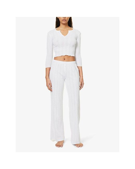 Cou Cou Intimates White Baby Slim-fit Organic-cotton Pyjama Top X