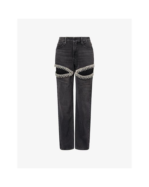 GOOD AMERICAN Black Good Icon Straight-Leg Stretch-Denim Jeans