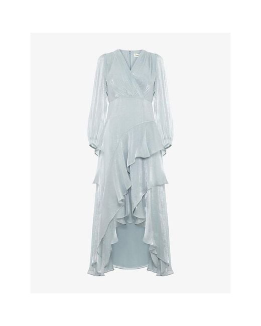 Phase Eight Blue Sylvie Ruffled Woven Maxi Dress