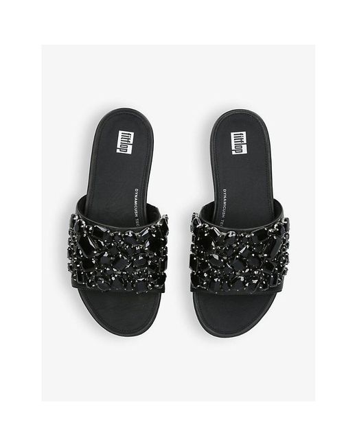 Fitflop Black Gracie Jewel-embellished Leather Sandals