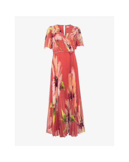 Phase Eight Red Petite Abigail Floral-Print Woven Maxi Dress