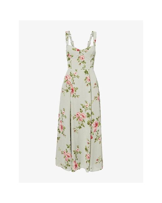 Reformation Metallic Lela Floral-Print Woven Midi Dress
