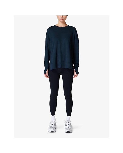 Sweaty Betty Blue After Class Relaxed-Fit Cotton-Blend Jumper