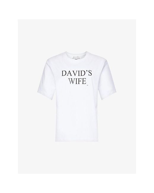 Victoria Beckham White David's Wife Short-sleeved Cotton-jersey T-shirt