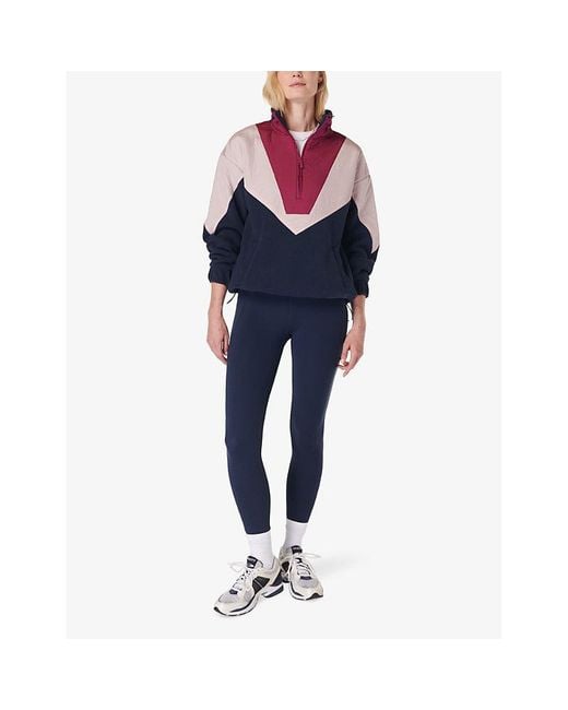 Sweaty Betty Blue Orbit Colour-Block Shell And Fleece Jumper