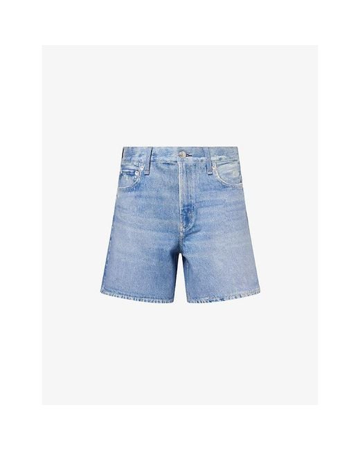 Rag & Bone Blue Miraamar Faded-Wash Denim Shorts