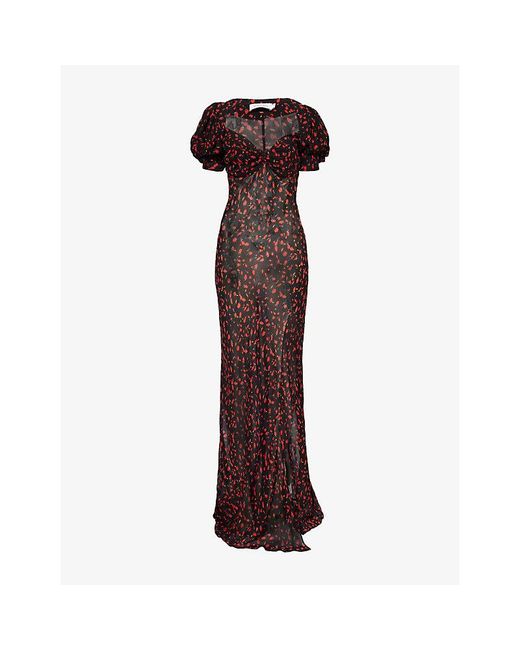 Rat & Boa Brown Magnolia Floral Semi-Sheer Woven Maxi Dress