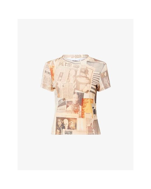 Jean Paul Gaultier Natural Ribbed Printed Stretch-Cotton T-Shirt