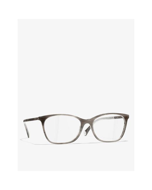 Chanel Ch3414 Rectangle-frame Acetate Sunglasses in White | Lyst