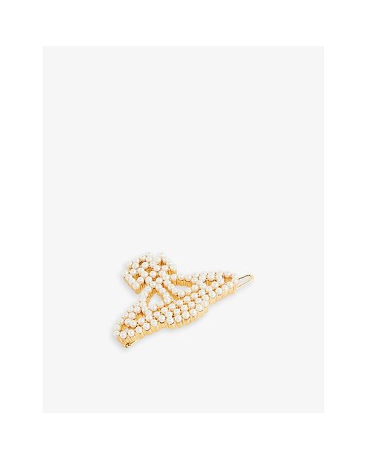 Vivienne Westwood Metallic Annalisa Large Brass And Faux-pearl Hair Clip