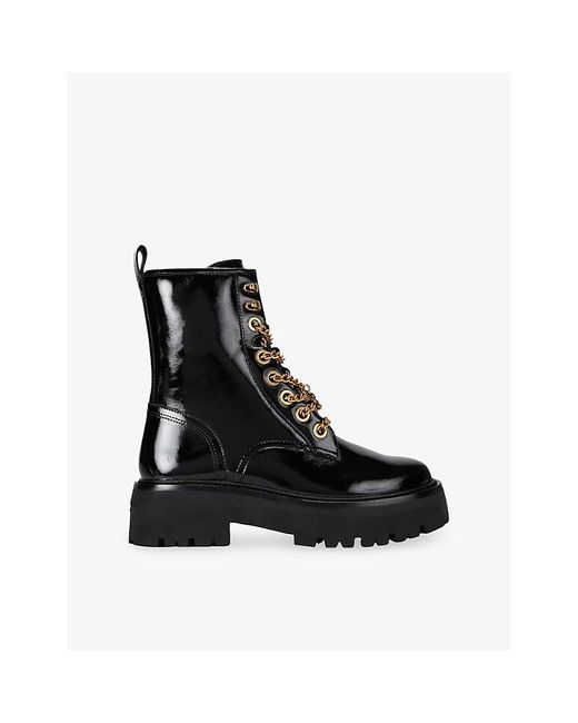 Kurt Geiger Black Matilda Charm Leather Ankle Boots