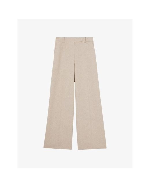 Reiss Natural Devon Wide-Leg Woven Trousers