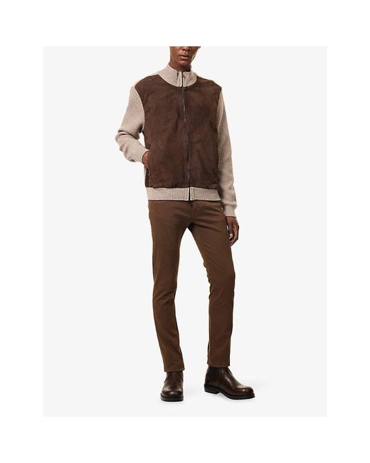 Corneliani Brown Regular-Fit Tapered-Leg Cotton Chino Trousers for men