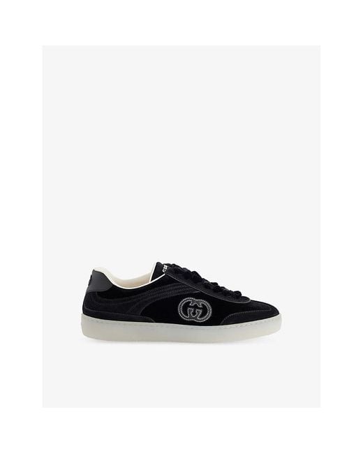 Gucci Black G74 Interlocking G Velvet Trainers