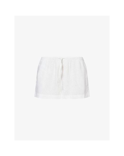 WE Are Tala White Drawstring Linen-Blend Shorts