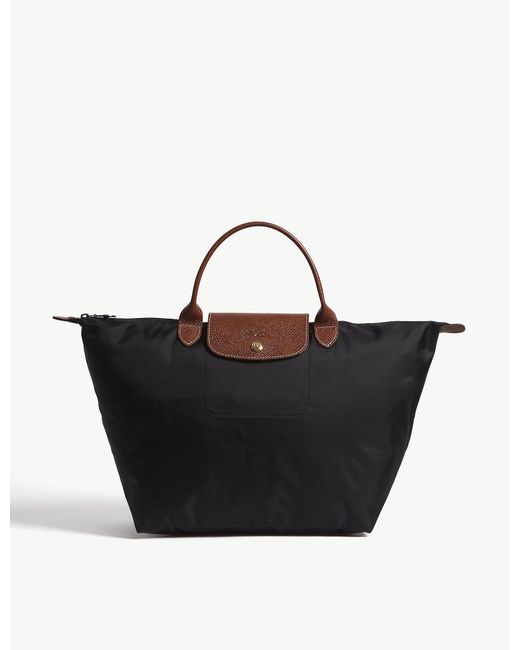 Longchamp Black Le Pliage Medium Top Handle Bag