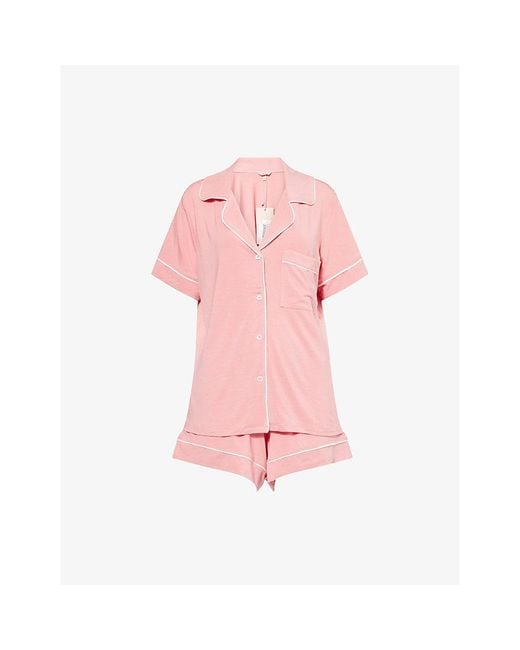 Eberjey Pink Gisele Piped-Trim Stretch-Jersey Pyjamas
