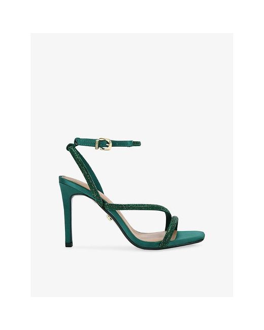 Carvela Kurt Geiger Green Paparazzi Crystal-Embellished Faux-Leather Heels