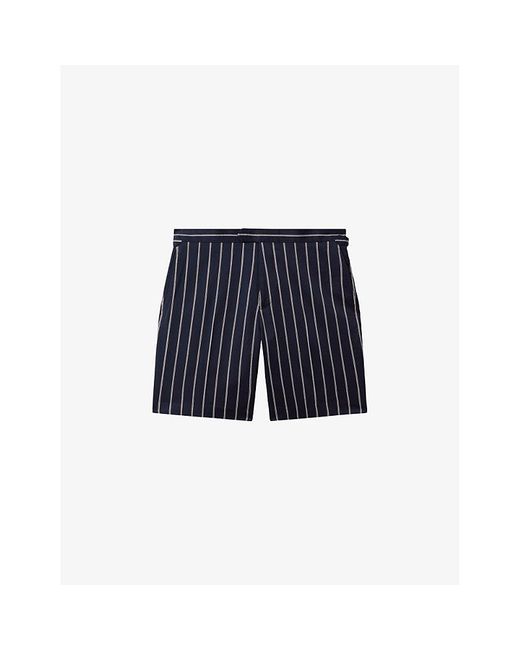 Reiss Blue Lake Stripe-print Slim-fit Stretch-woven Shorts for men