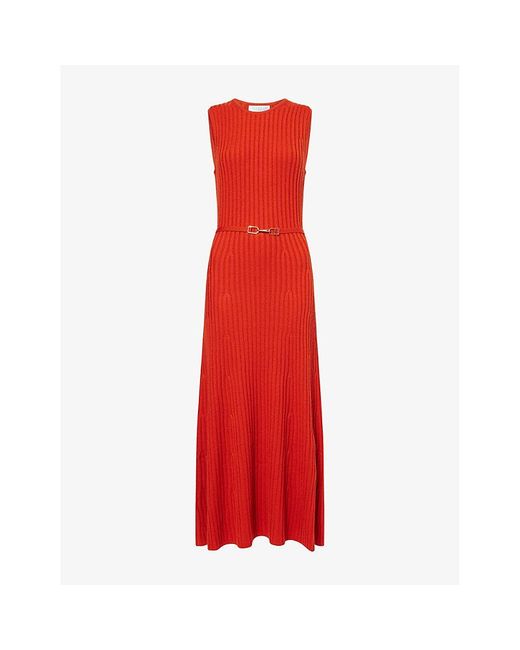 Gabriela Hearst Red Meier Ribbed Wool Knitted Maxi Dress