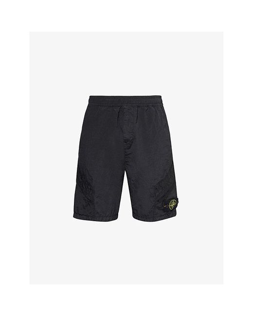 Stone Island Blue Metal Brand-patch Shell Shorts for men