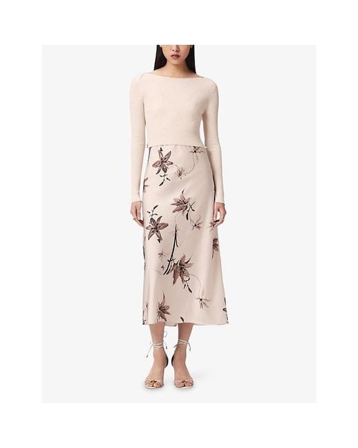 AllSaints Pink Hera Two-In-One Woven Midi Dress