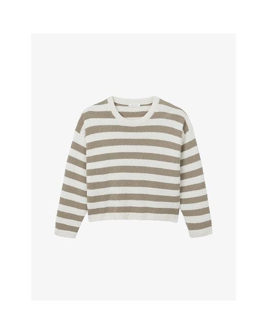 The White Company White Striped Relaxed-Fit Cotton-Blend Jumper