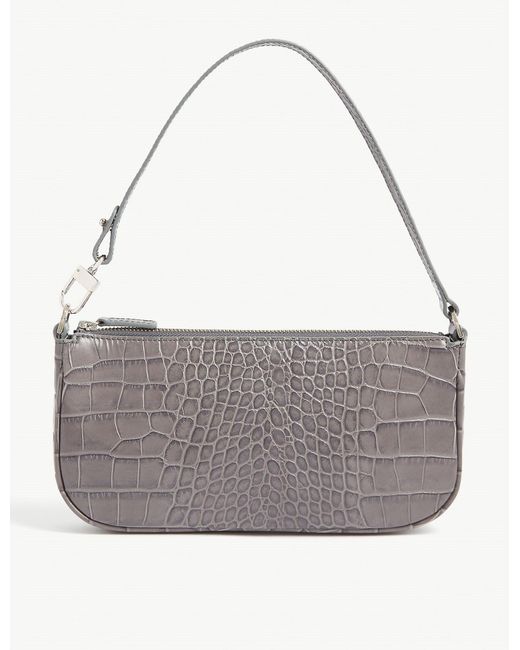 BY FAR Rachel Croc-effect Leather Shoulder Bag in Grey (Gray) - Save 50% - Lyst