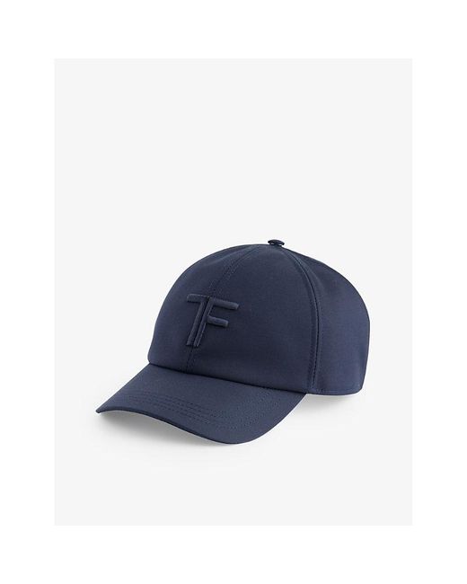 Tom Ford Blue Logo-embroidered Cotton And Leather Baseball Cap for men