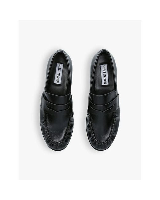 Steve Madden Black Gala Faux-Leather Penny Loafers
