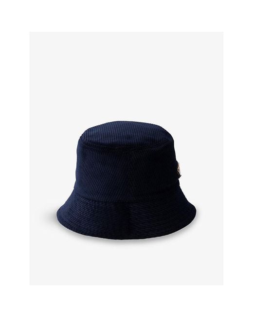 Prada Blue Logo-Plaque Corduroy Bucket Hat