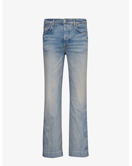Amiri Blue Stack Kick Faded-wash Flared-leg Stretch-denim Jeans for men