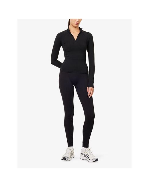 ADANOLA Black Ultimate Half-Zip Stretch-Woven Top