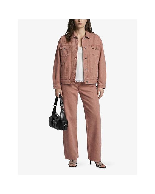 The Kooples Pink Faded-Wash Straight-Leg High-Rise Jeans