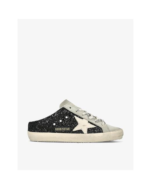 Golden Goose Deluxe Brand Multicolor Super Star Sabot 90426 Glitter-Embellished Leather Slip-On Trainers