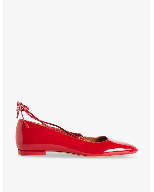 Claudie Pierlot Red Augustin Pointed-toe Leather Ballet Flats