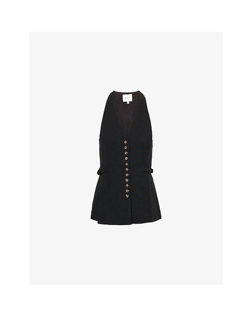 Reformation Black Rowe V-Neck Woven Vest