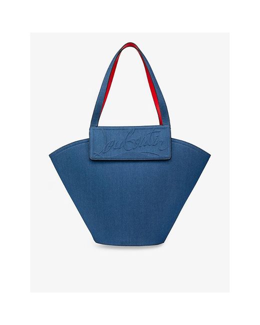 Christian Louboutin Blue Loubishore Logo-embossed Denim Tote Bag