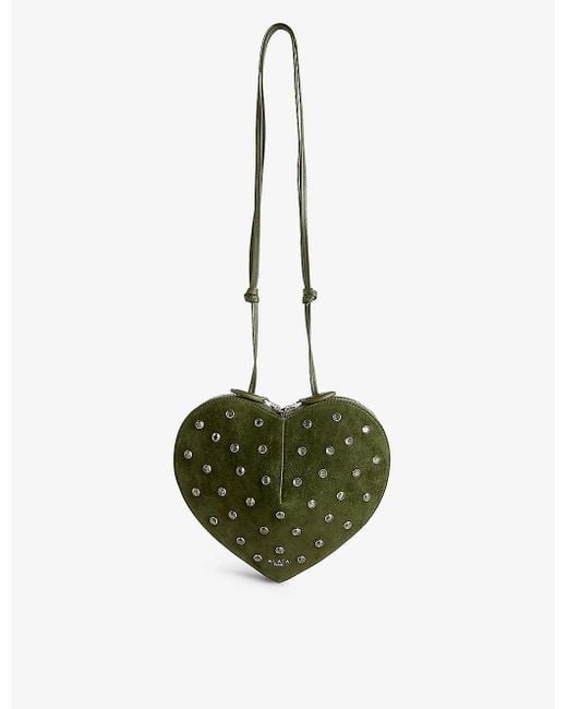 Alaïa Green Le Coeur Stud-embellished Cross-body Bag