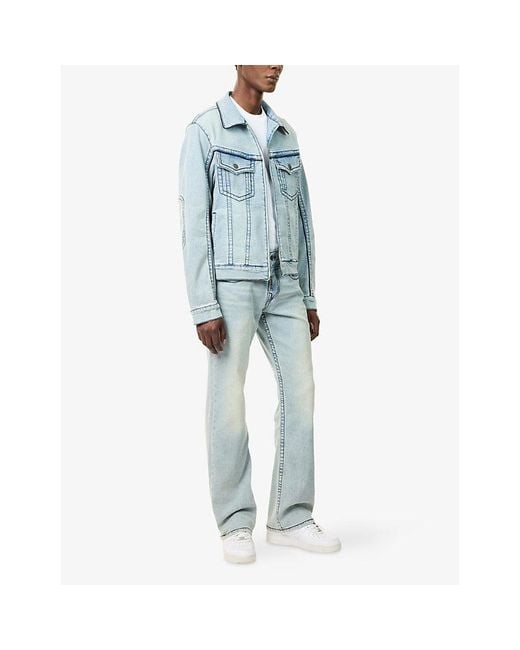 True Religion Blue Big T Moto Zip-Through Stretch-Denim Jacket for men